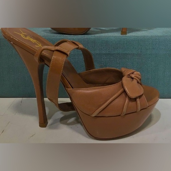 YSL Platform Knotted Leather Stiletto Heels • Authentic • Size: 37.5 / Size: 7 - Picture 3 of 9